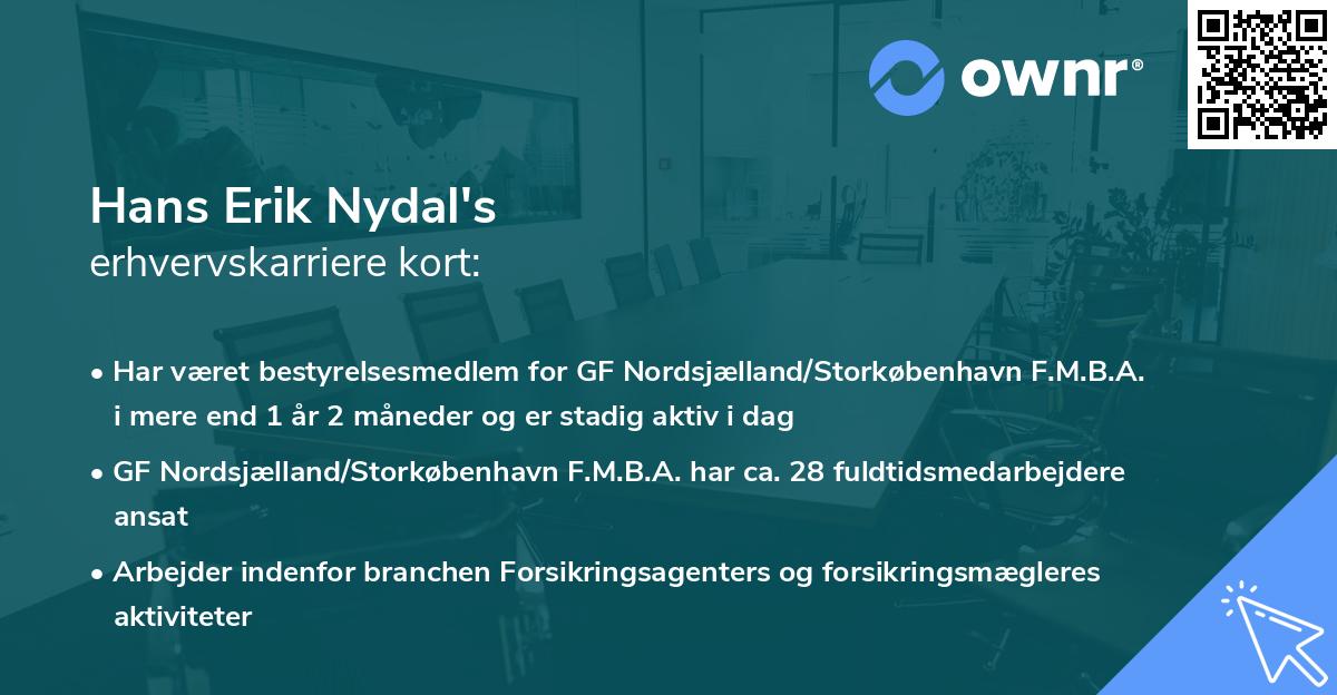 Hans Erik Nydal's erhvervskarriere kort