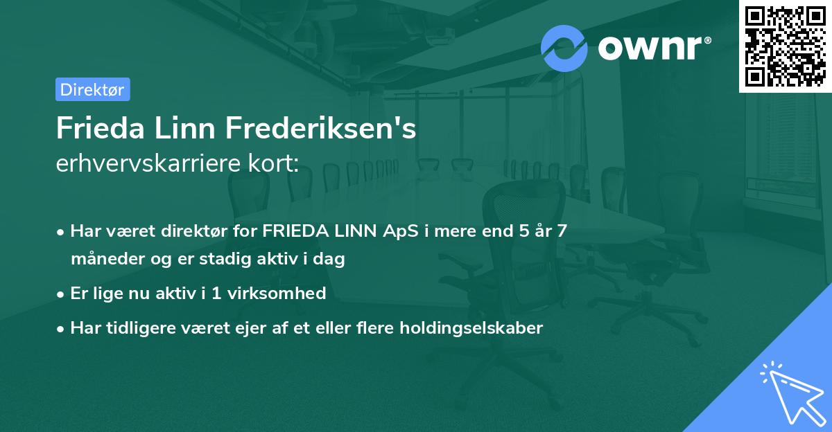 Frieda Linn Frederiksen's erhvervskarriere kort