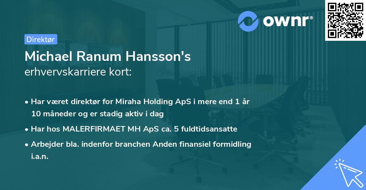 Michael Ranum Hansson's erhvervskarriere kort