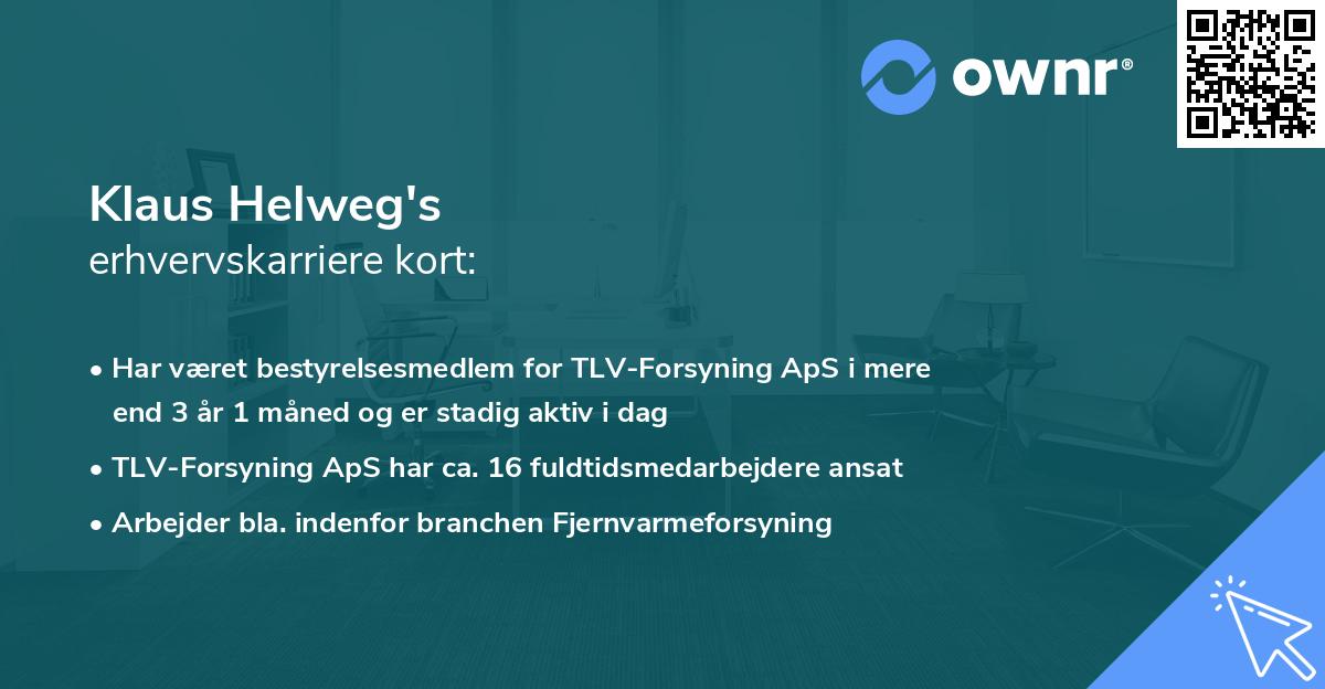 Klaus Helweg's erhvervskarriere kort