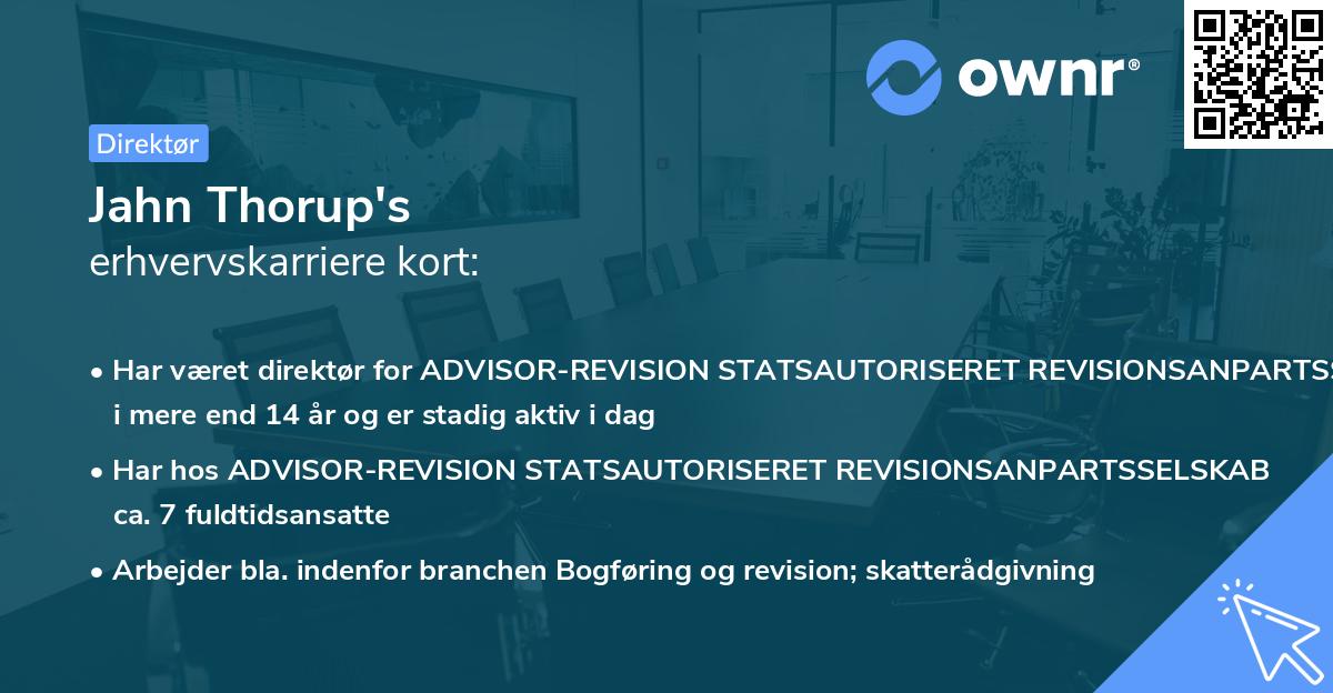 Jahn Thorup's erhvervskarriere kort