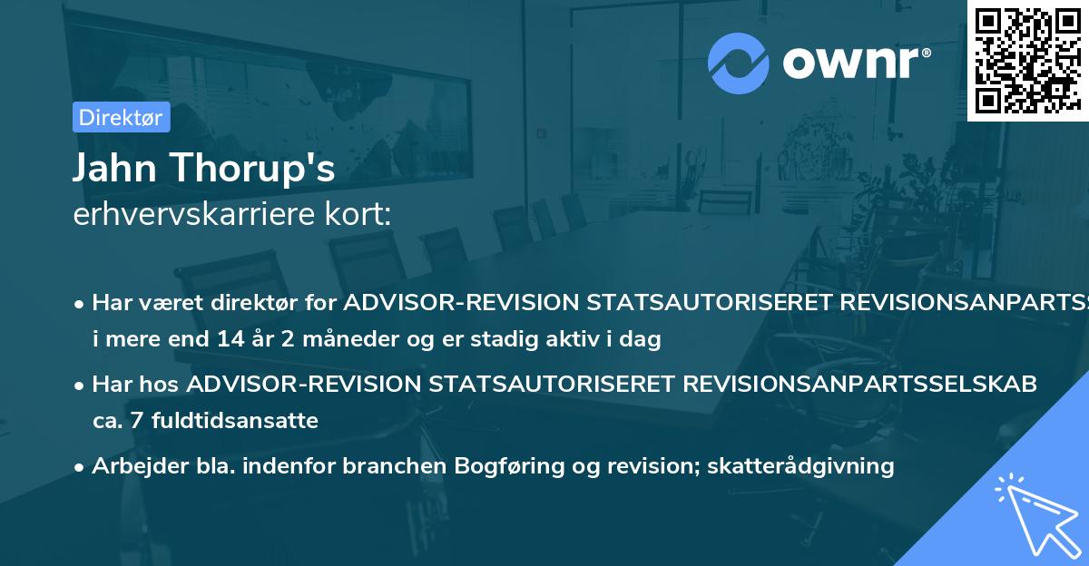 Jahn Thorup's erhvervskarriere kort