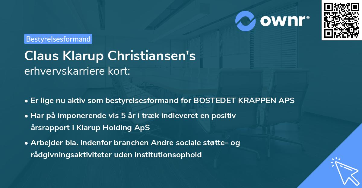 Claus Klarup Christiansen's erhvervskarriere kort