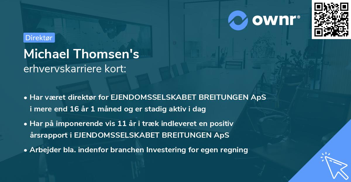 Michael Thomsen's erhvervskarriere kort