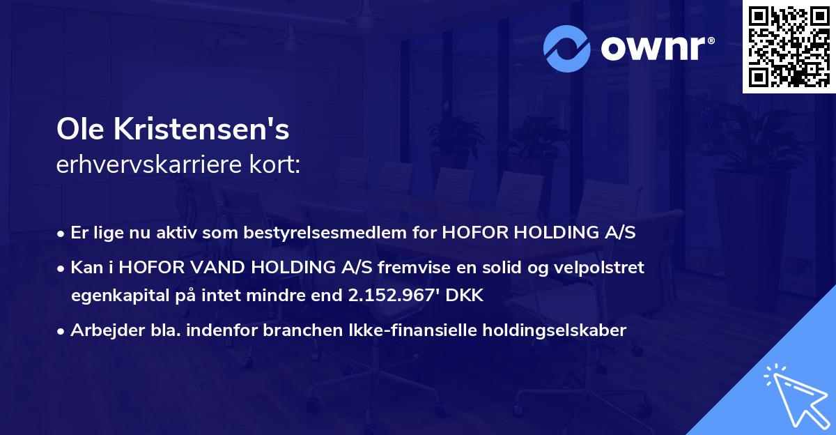 Ole Kristensen's erhvervskarriere kort