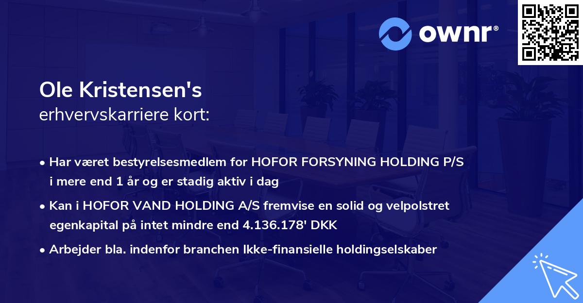 Ole Kristensen's erhvervskarriere kort