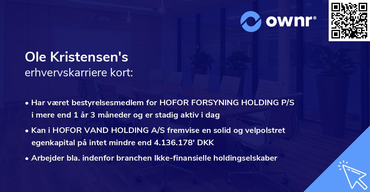 Ole Kristensen's erhvervskarriere kort