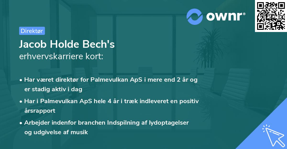 Jacob Holde Bech's erhvervskarriere kort