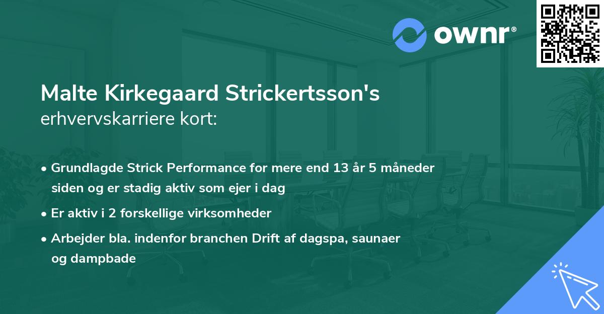 Malte Kirkegaard Strickertsson's erhvervskarriere kort
