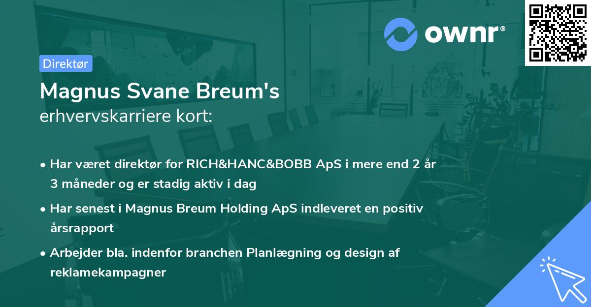 Magnus Svane Breum's erhvervskarriere kort