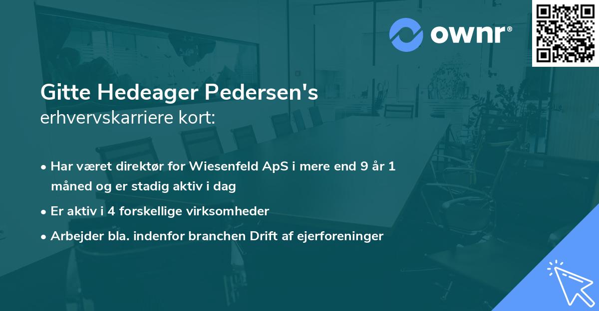 Gitte Hedeager Pedersen's erhvervskarriere kort