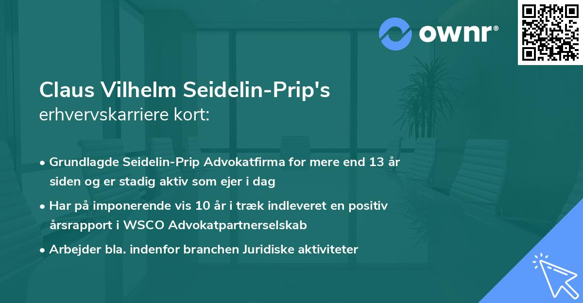 Claus Vilhelm Seidelin-Prip's erhvervskarriere kort