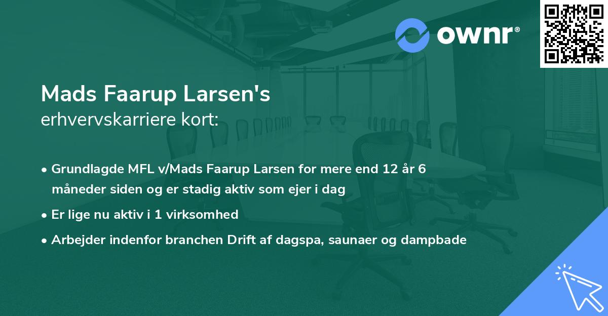 Mads Faarup Larsen's erhvervskarriere kort