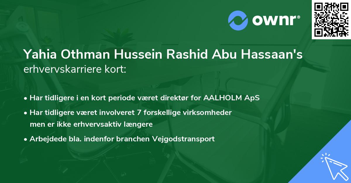 Yahia Othman Hussein Rashid Abu Hassaan's erhvervskarriere kort