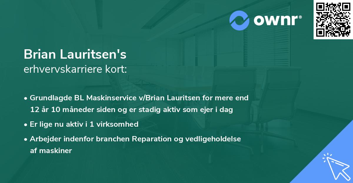 Brian Lauritsen's erhvervskarriere kort