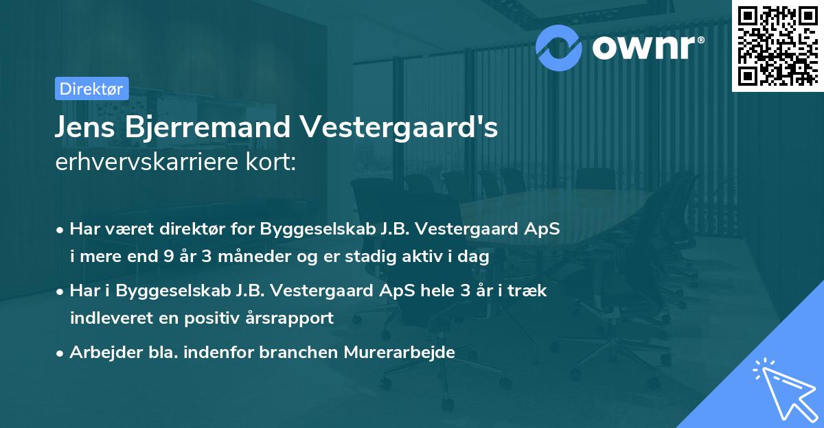 Jens Bjerremand Vestergaard's erhvervskarriere kort