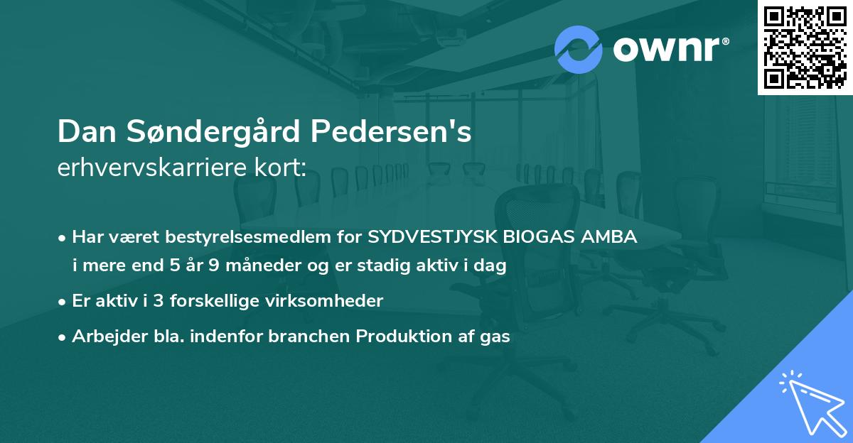 Dan Søndergård Pedersen's erhvervskarriere kort