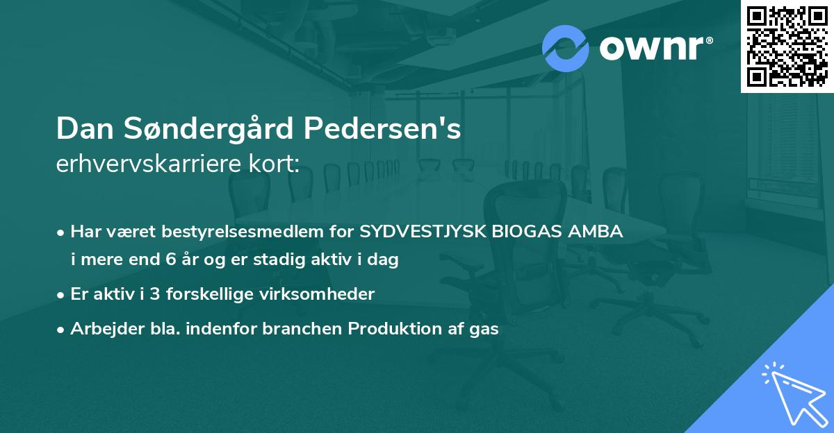 Dan Søndergård Pedersen's erhvervskarriere kort