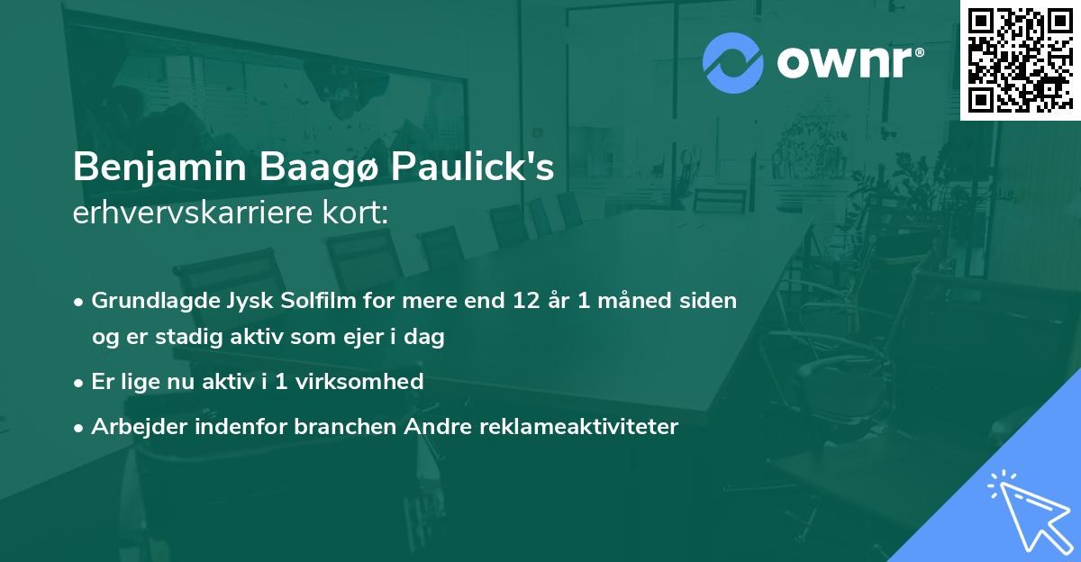 Benjamin Baagø Paulick's erhvervskarriere kort