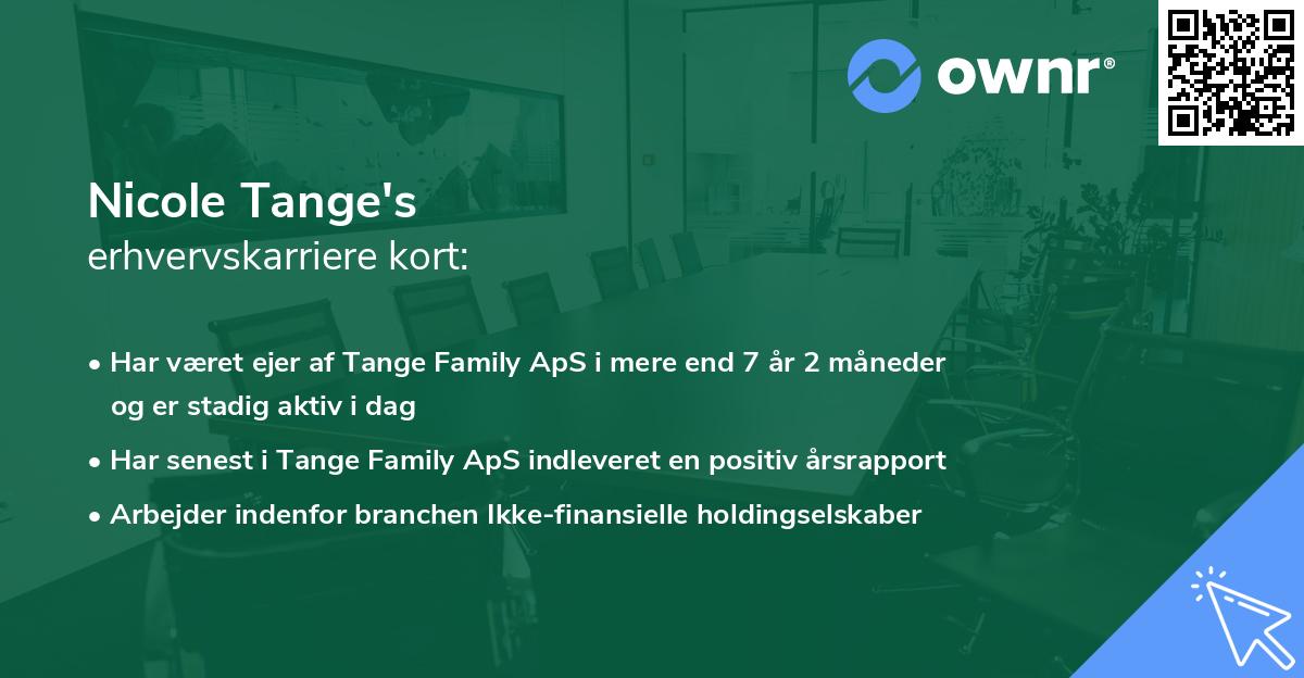 Nicole Tange's erhvervskarriere kort