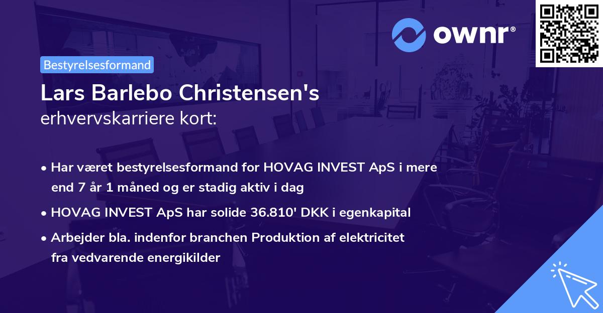 Lars Barlebo Christensen's erhvervskarriere kort