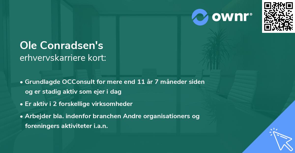 Ole Conradsen's erhvervskarriere kort