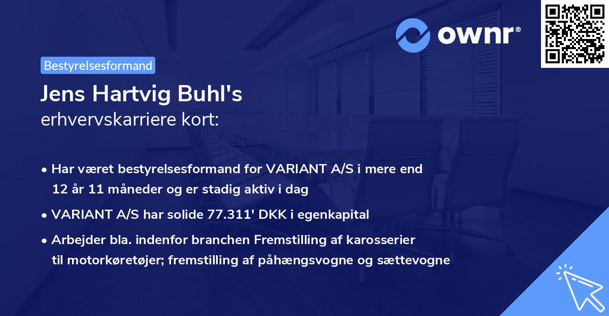 Jens Hartvig Buhl's erhvervskarriere kort