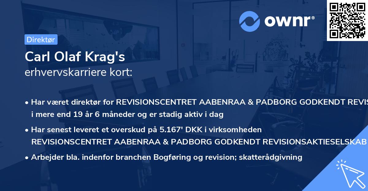 Carl Olaf Krag's erhvervskarriere kort