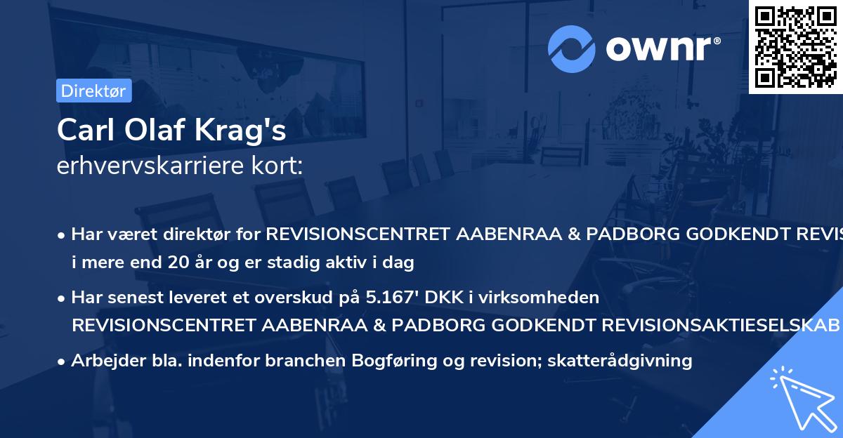 Carl Olaf Krag's erhvervskarriere kort