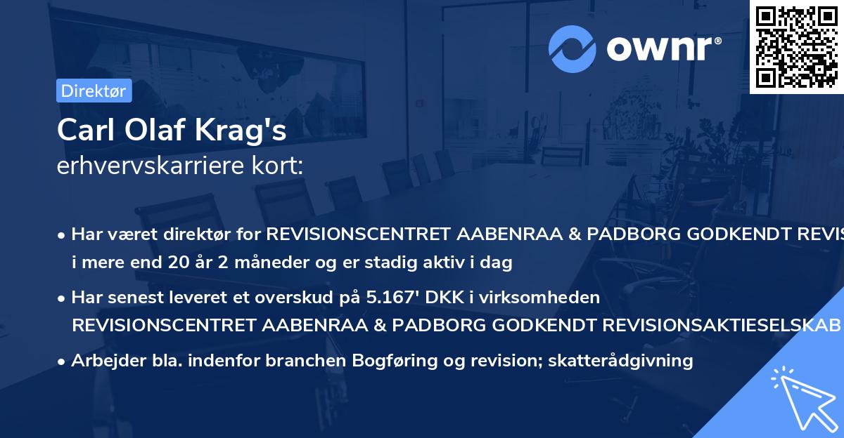 Carl Olaf Krag's erhvervskarriere kort