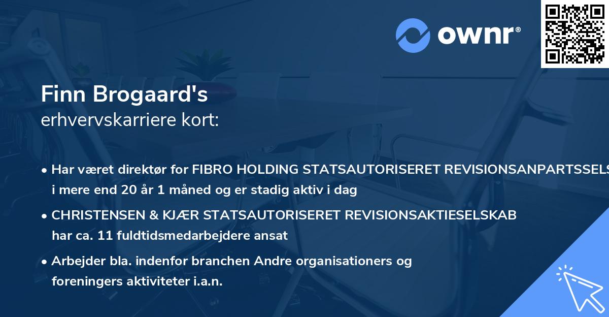 Finn Brogaard's erhvervskarriere kort