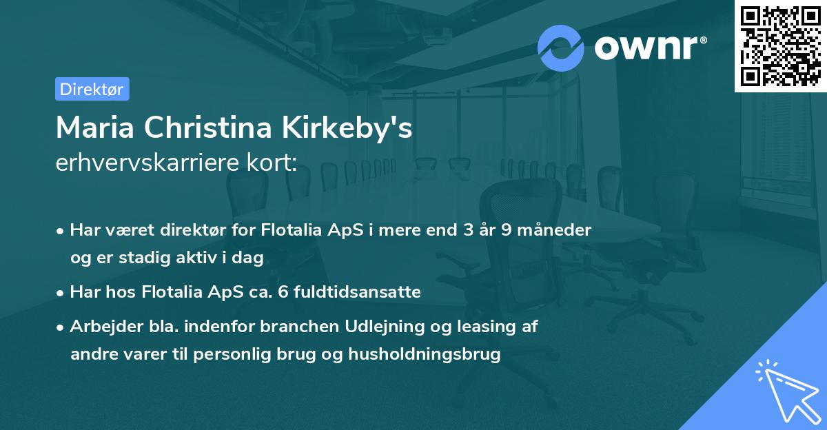 Maria Christina Kirkeby's erhvervskarriere kort