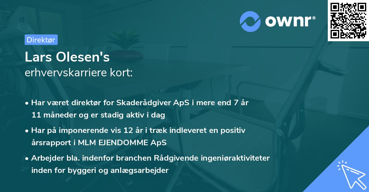 Lars Olesen's erhvervskarriere kort