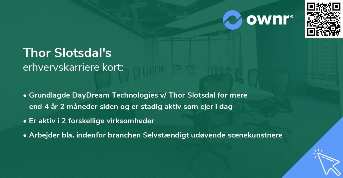 Thor Slotsdal's erhvervskarriere kort