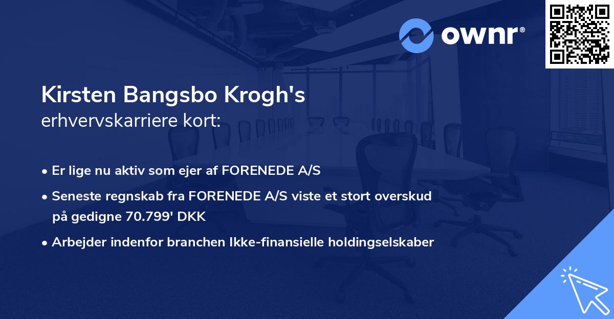 Kirsten Bangsbo Krogh's erhvervskarriere kort