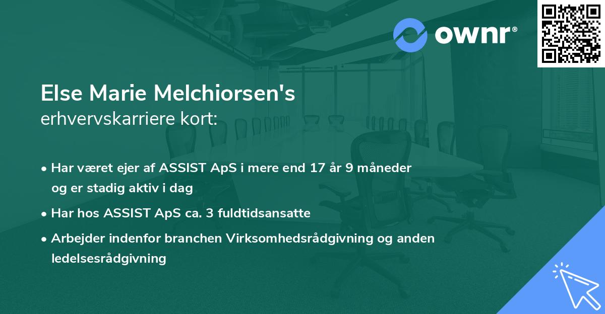 Else Marie Melchiorsen's erhvervskarriere kort