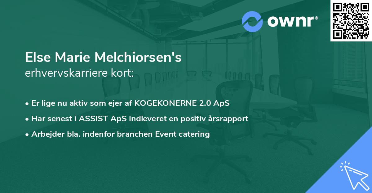 Else Marie Melchiorsen's erhvervskarriere kort