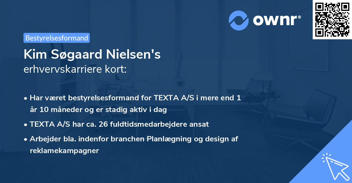 Kim Søgaard Nielsen's erhvervskarriere kort