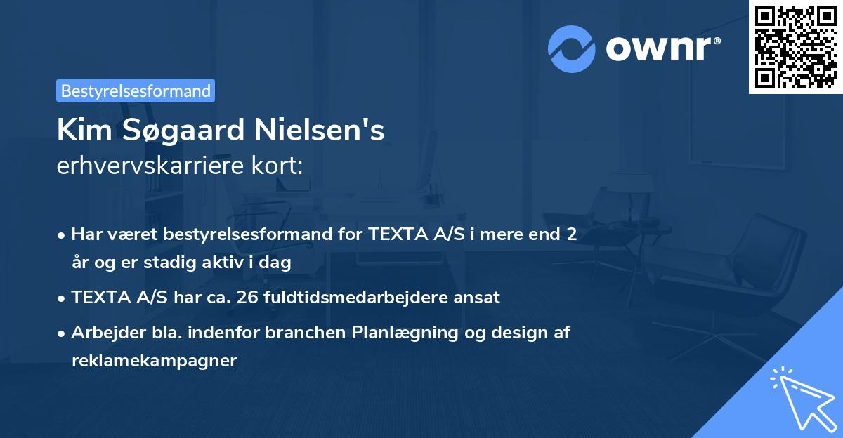 Kim Søgaard Nielsen's erhvervskarriere kort