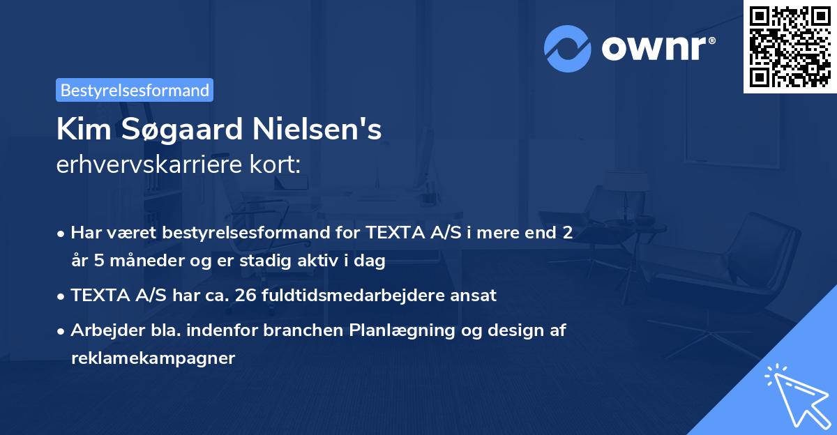 Kim Søgaard Nielsen's erhvervskarriere kort