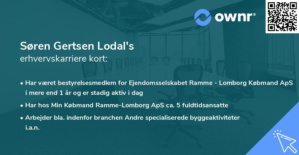 Søren Gertsen Lodal's erhvervskarriere kort