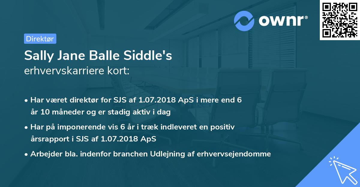 Sally Jane Balle Siddle's erhvervskarriere kort