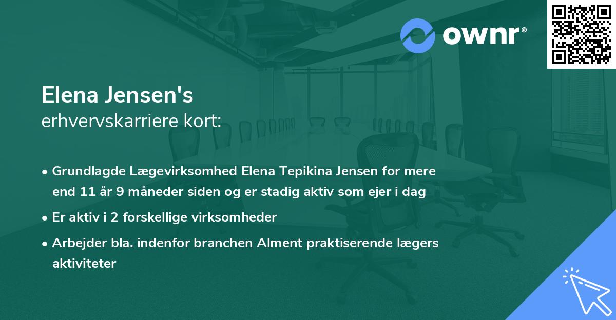 Elena Jensen's erhvervskarriere kort