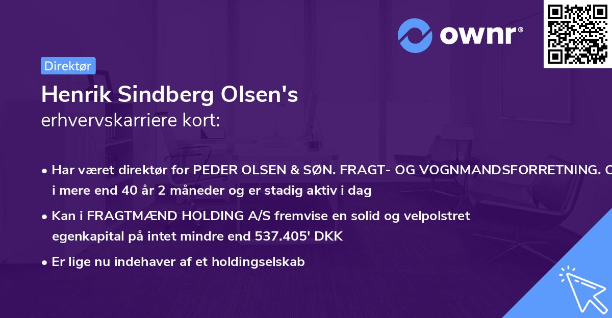 Henrik Sindberg Olsen's erhvervskarriere kort