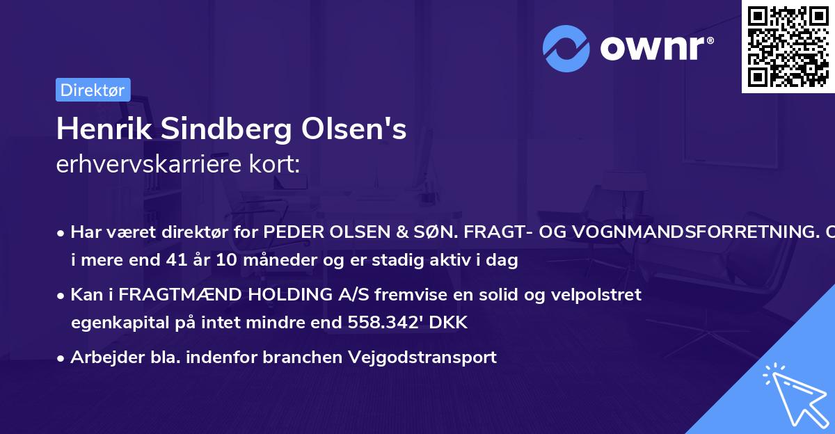 Henrik Sindberg Olsen's erhvervskarriere kort