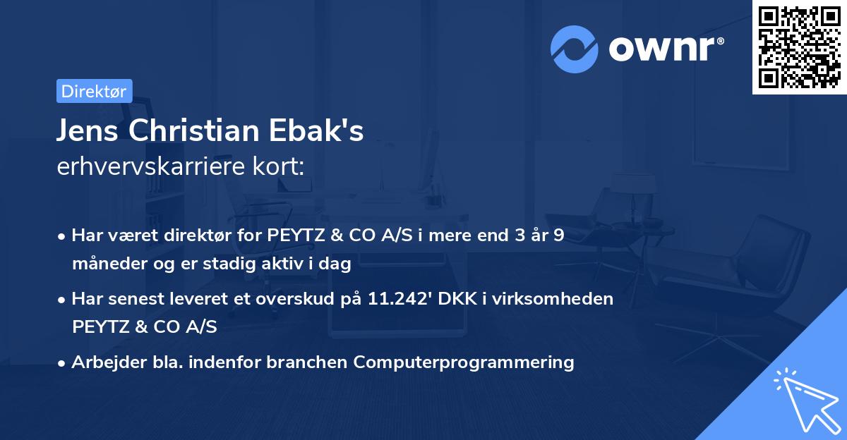 Jens Christian Ebak's erhvervskarriere kort