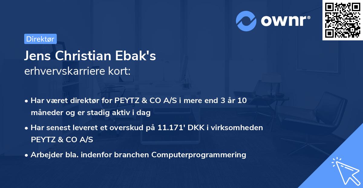 Jens Christian Ebak's erhvervskarriere kort
