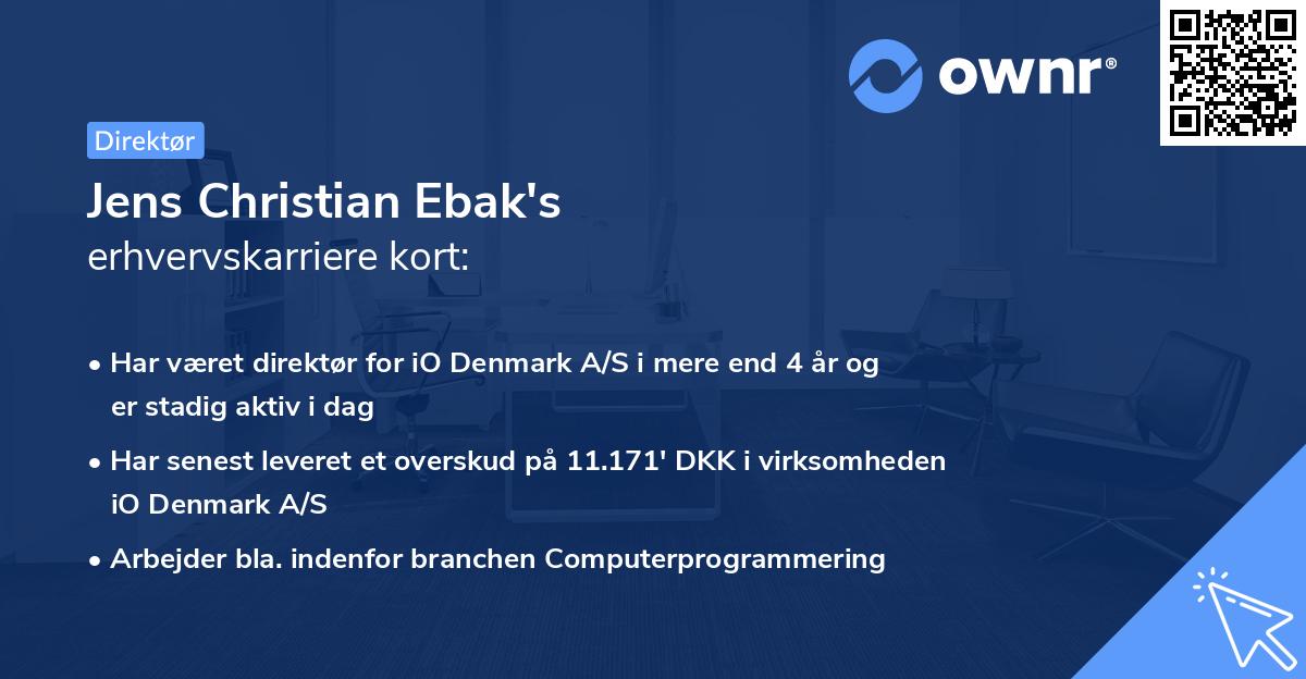 Jens Christian Ebak's erhvervskarriere kort