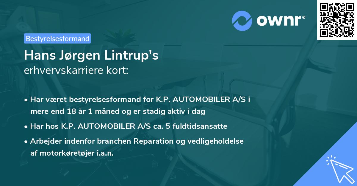 Hans Jørgen Lintrup's erhvervskarriere kort