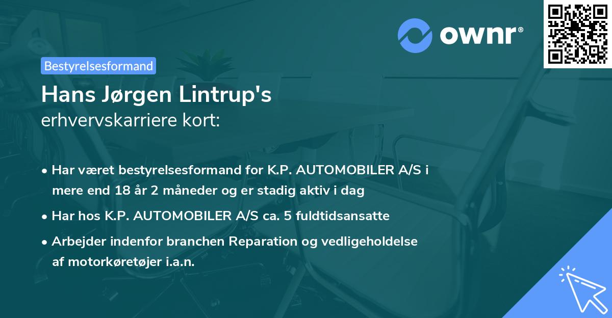 Hans Jørgen Lintrup's erhvervskarriere kort